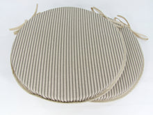 Load image into Gallery viewer, Set of 2 Grey Stripe Round Bistro Seat Pads 12&quot; 14&quot; 16&quot; For Dining, Patio, Bistro