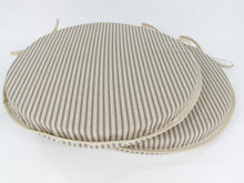 Load image into Gallery viewer, Set of 2 Grey Stripe Round Bistro Seat Pads 12&quot; 14&quot; 16&quot; For Dining, Patio, Bistro