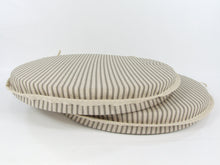 Load image into Gallery viewer, Set of 2 Grey Stripe Round Bistro Seat Pads 12&quot; 14&quot; 16&quot; For Dining, Patio, Bistro