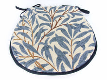 Load image into Gallery viewer, William Morris - Willow Bough Azure Tapestry D-Shaped Seat Pads For Garden, Patio, Kitchen, Dining