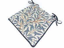 Load image into Gallery viewer, William Morris - Willow Bough Azure Tapestry Tapered Seat Pads For Garden, Patio, Kitchen, Dining