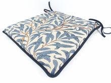 Load image into Gallery viewer, William Morris - Willow Bough Azure Tapestry Tapered Seat Pads For Garden, Patio, Kitchen, Dining