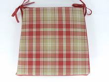 Load image into Gallery viewer, Highland Check Red Tapered Seat Pads For Garden, Patio, Kitchen, Dining