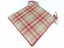 Load image into Gallery viewer, Highland Check Red Tapered Seat Pads For Garden, Patio, Kitchen, Dining