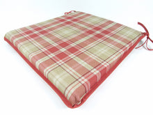 Load image into Gallery viewer, Highland Check Red Tapered Seat Pads For Garden, Patio, Kitchen, Dining