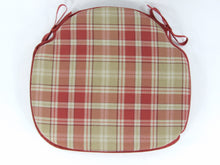 Load image into Gallery viewer, Highland Check Red Large Spindle Back Seat Pads For Garden, Patio, Kitchen, Dining