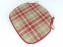 Load image into Gallery viewer, Highland Check Red Large Spindle Back Seat Pads For Garden, Patio, Kitchen, Dining