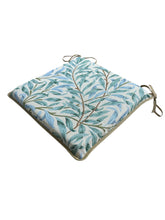 Load image into Gallery viewer, William Morris - Willow Bough Seaspray Tapestry Square Tie-On Seat Pads Dining/Patio/Garden/Kitchen