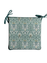 Load image into Gallery viewer, William Morris - Snakehead Forest Green Square Tie-On Seat Pads Dining/Patio/Garden/Kitchen