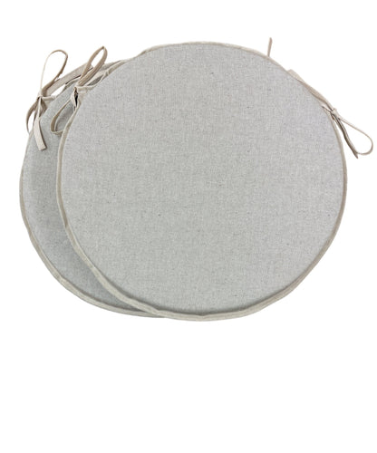 Plain Beige Linen Set Of 2 Round Bistro Seat Pads 12