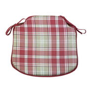 Load image into Gallery viewer, Highland Check Red Small Spindle Back Seat Pads For Garden, Patio, Kitchen, Dining