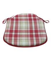 Load image into Gallery viewer, Highland Check Red Small Spindle Back Seat Pads For Garden, Patio, Kitchen, Dining