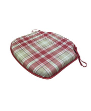 Load image into Gallery viewer, Highland Check Red Small Spindle Back Seat Pads For Garden, Patio, Kitchen, Dining