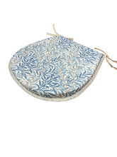 Load image into Gallery viewer, William Morris - Willow Bough Azure 100% Cotton D-Shaped Seat Pads For Garden, Patio, Kitchen, Dining
