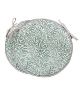 Load image into Gallery viewer, William Morris - Willow Bough Sage 100% Cotton Set Of 2 Round Bistro Seat Pads For Garden, Patio, Bistro, Dining, Kitchen