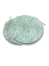 Load image into Gallery viewer, William Morris - Willow Bough Sage 100% Cotton Set Of 2 Round Bistro Seat Pads For Garden, Patio, Bistro, Dining, Kitchen