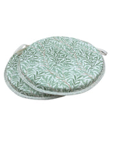 Load image into Gallery viewer, William Morris - Willow Bough Sage 100% Cotton Set Of 2 Round Bistro Seat Pads For Garden, Patio, Bistro, Dining, Kitchen