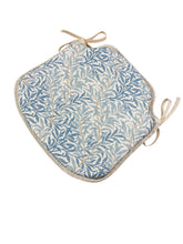 Load image into Gallery viewer, William Morris - Willow Bough Azure 100% Cotton Small Spindle Back Seat Pads For Garden, Patio, Kitchen, Dining