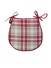 Load image into Gallery viewer, Highland Check Red D-Shaped Seat Pads For Garden, Patio, Kitchen, Dining