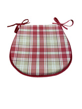 Load image into Gallery viewer, Highland Check Red D-Shaped Seat Pads For Garden, Patio, Kitchen, Dining