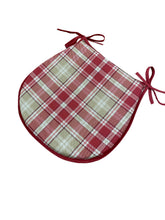 Load image into Gallery viewer, Highland Check Red D-Shaped Seat Pads For Garden, Patio, Kitchen, Dining