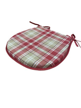 Load image into Gallery viewer, Highland Check Red D-Shaped Seat Pads For Garden, Patio, Kitchen, Dining