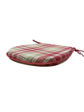 Load image into Gallery viewer, Highland Check Red D-Shaped Seat Pads For Garden, Patio, Kitchen, Dining