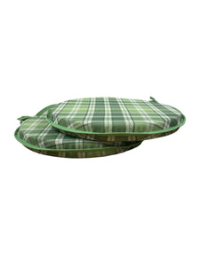 Highland Check Fern Set Of 2 Round Bistro Seat Pads 12", 14", 16"