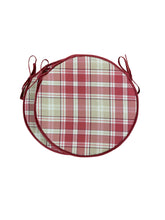 Load image into Gallery viewer, Highland Check Red Set Of 2 Round Bistro Seat Pads 12", 14", 16" for dining, kitchen, patio, bistro