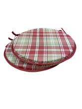 Load image into Gallery viewer, Highland Check Red Set Of 2 Round Bistro Seat Pads 12", 14", 16" for dining, kitchen, patio, bistro