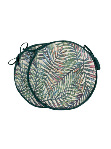 Palm Leaves Tapestry Set of 2 Round Bistro Seat Pads