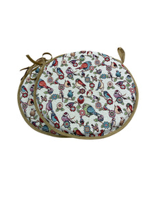 Birdy Tapestry Set of 2 Round Bistro Seat Pads 12" 14" 16"