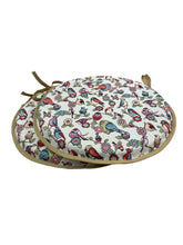 Load image into Gallery viewer, Birdy Tapestry Set of 2 Round Bistro Seat Pads 12&quot; 14&quot; 16&quot;