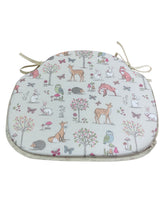 Load image into Gallery viewer, Woodland Animals Cream Large Spindle Back Seat Pads For Garden, Patio, Kitchen, Dining