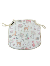 Load image into Gallery viewer, Woodland Animals Cream Small Spindle Back Seat Pads For Garden, Patio, Kitchen, Dining