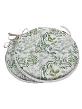 Load image into Gallery viewer, Green &amp; Grey Floral Set Of 2 Round Bistro Seat Pads 12", 14", 16" For Patio, Dining, Garden