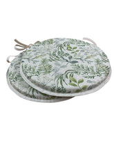 Load image into Gallery viewer, Green &amp; Grey Floral Set Of 2 Round Bistro Seat Pads 12", 14", 16" For Patio, Dining, Garden
