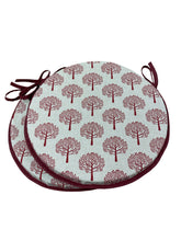 Load image into Gallery viewer, Mulberry Tree Red Set of 2 Round Bistro Seat Pads 12" 14" 16"