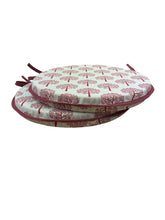 Load image into Gallery viewer, Mulberry Tree Red Set of 2 Round Bistro Seat Pads 12" 14" 16"