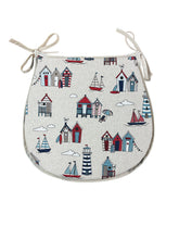 Load image into Gallery viewer, Seaside Linen D-Shaped Seat Pads For Garden, Patio, Kitchen, Dining