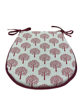 Load image into Gallery viewer, Mulberry Tree Red D-Shaped Tie-On Seat Pads For Garden, Patio, Kitchen, Dining