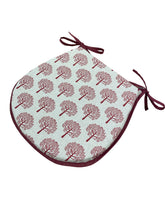 Load image into Gallery viewer, Mulberry Tree Red D-Shaped Tie-On Seat Pads For Garden, Patio, Kitchen, Dining