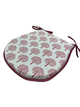 Load image into Gallery viewer, Mulberry Tree Red D-Shaped Tie-On Seat Pads For Garden, Patio, Kitchen, Dining