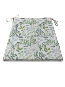 Green & Grey Floral Tapered Seat Pads For Garden, Patio, Kitchen, Dining