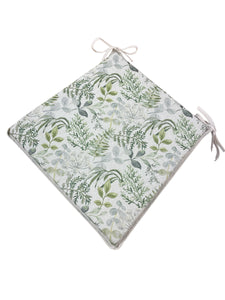 Green & Grey Floral Tapered Seat Pads For Garden, Patio, Kitchen, Dining