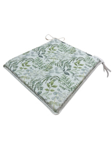 Green & Grey Floral Tapered Seat Pads For Garden, Patio, Kitchen, Dining