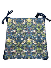 Load image into Gallery viewer, William Morris - Strawberry Thief Navy Tapered Seat Pads For Garden, Patio, Kitchen, Dining, 100% Cotton