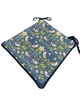 Load image into Gallery viewer, William Morris - Strawberry Thief Navy Tapered Seat Pads For Garden, Patio, Kitchen, Dining, 100% Cotton