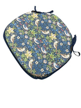 Load image into Gallery viewer, William Morris - Strawberry Thief Navy 100% Cotton Large Spindle Back Seat Pads For Garden, Patio, Kitchen, Dining