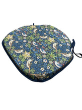 Load image into Gallery viewer, William Morris - Strawberry Thief Navy 100% Cotton Large Spindle Back Seat Pads For Garden, Patio, Kitchen, Dining